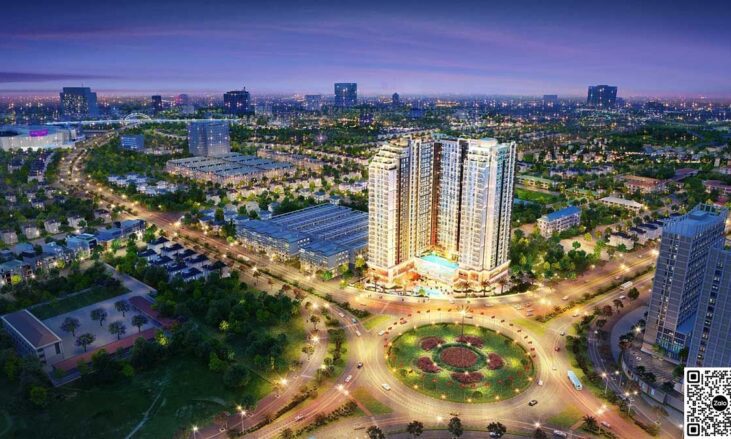 Hình ảnh về đêm tòa tháp dự án Sentosa Sky Hải Phòng