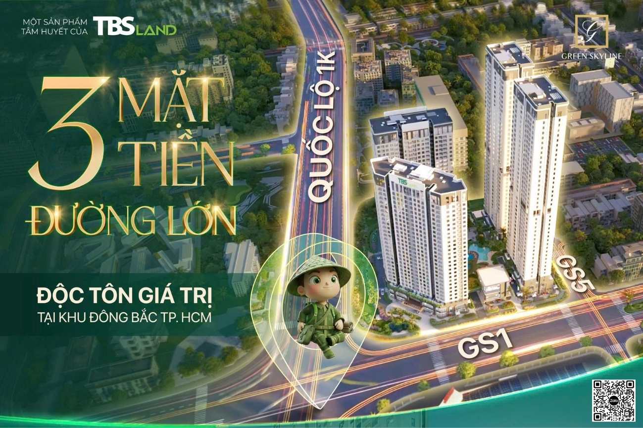 Sở hữu vị thế 3 mặt tiền đắt giá Quốc lộ 1K - GS1 - SG5, Green Skyline khẳng định lợi thế kết nối vượt trội và giá trị giao thương bền vững tại tâm điểm khu Đông Bắc TP.HCM.