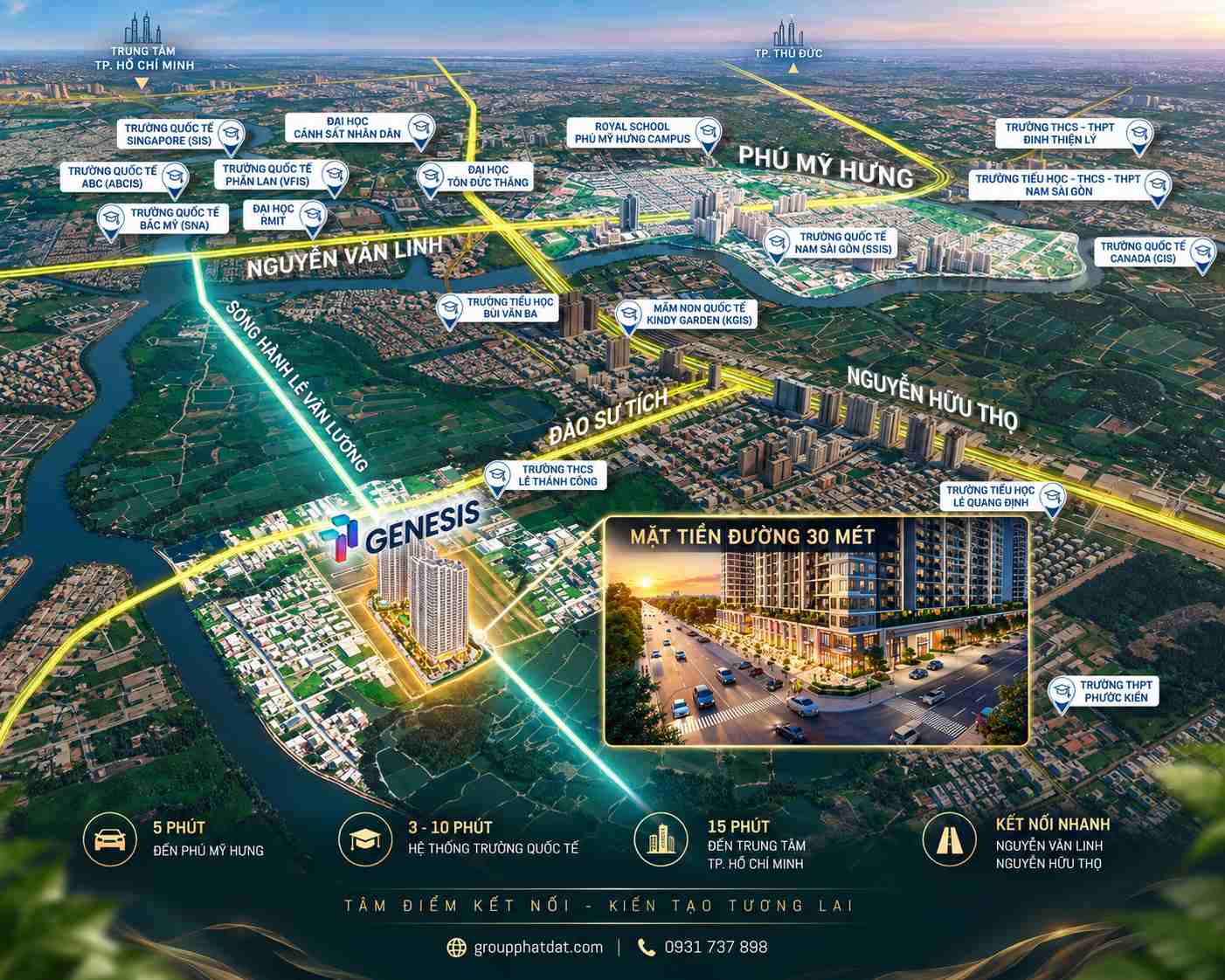 vị trí dự án TT Genesis Nhà Bè khu dân cư đào sư tích